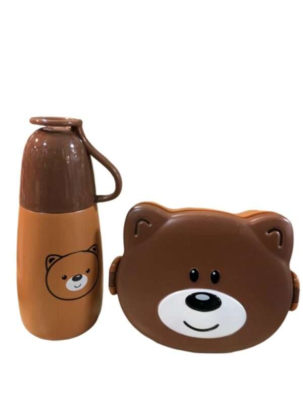 Bear-Themed Water Bottle and Lunch Box Set for Kids