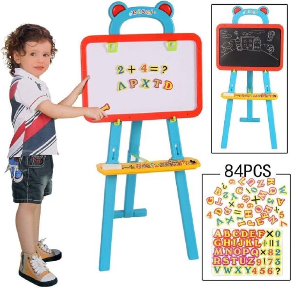 2-in-1 Magnetic Drawing & Chalkboard Easel with 84 Letters - Image 3